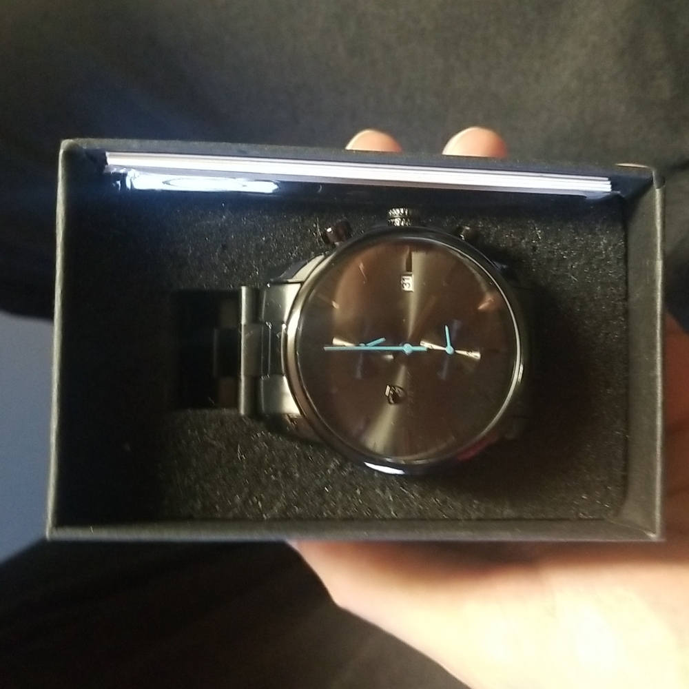 Black cheetah linked watch